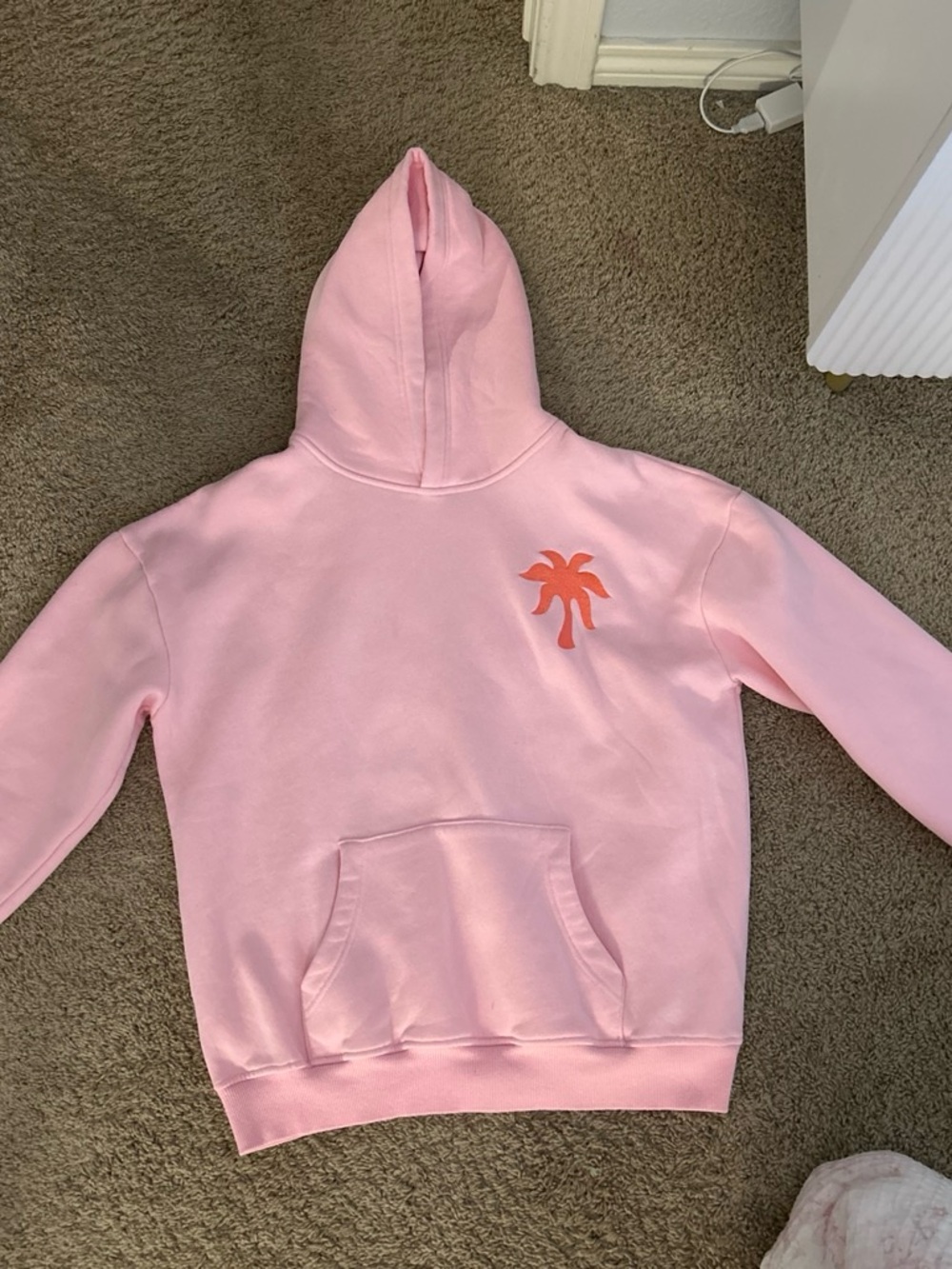 Authentic Pink Palm Puff Everything Comes in Waves hoodie size small